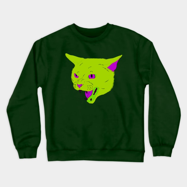 Vaporwave Cat - Poison Crewneck Sweatshirt by Basicallyimbored